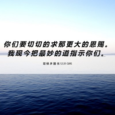 Picture 06 - 哥 林 多 前 书 12:31 CUVS - 你 们 要 切 切 的 求 那 更 大 的 恩 - Bible Verse Picture