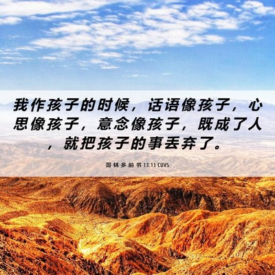Picture 06 - 哥 林 多 前 书 13:11 CUVS - 我 作 孩 子 的 时 候 ， 话 语 像 孩 - Bible Verse Picture