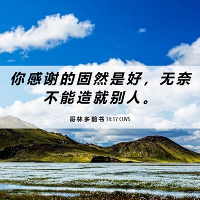 Picture 06 - 哥 林 多 前 书 14:17 CUVS - 你 感 谢 的 固 然 是 好 ， 无 奈 不 - Bible Verse Picture