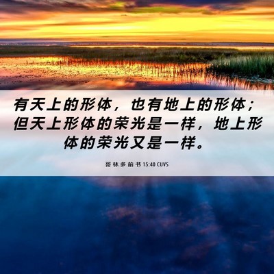 Picture 06 - 哥 林 多 前 书 15:40 CUVS - 有 天 上 的 形 体 ， 也 有 地 上 的 - Bible Verse Picture