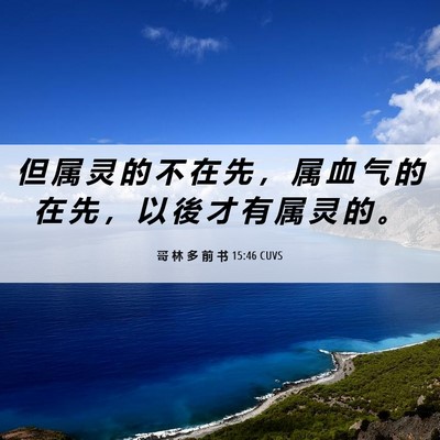 Picture 06 - 哥 林 多 前 书 15:46 CUVS - 但 属 灵 的 不 在 先 ， 属 血 气 的 - Bible Verse Picture