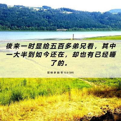 Picture 06 - 哥 林 多 前 书 15:6 CUVS - 後 来 一 时 显 给 五 百 多 弟 兄 看 - Bible Verse Picture