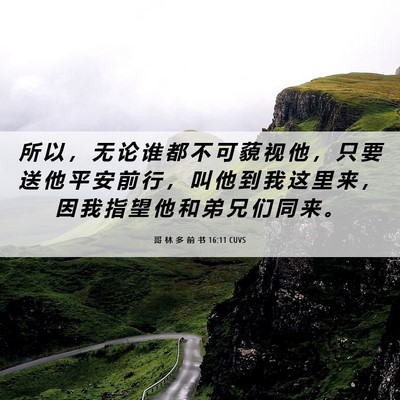 Picture 06 - 哥 林 多 前 书 16:11 CUVS - 所 以 ， 无 论 谁 都 不 可 藐 视 他 - Bible Verse Picture