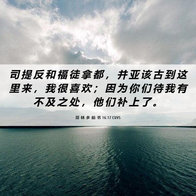 Picture 06 - 哥 林 多 前 书 16:17 CUVS - 司 提 反 和 福 徒 拿 都 ， 并 亚 该 - Bible Verse Picture