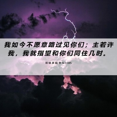 Picture 06 - 哥 林 多 前 书 16:7 CUVS - 我 如 今 不 愿 意 路 过 见 你 们 ； - Bible Verse Picture