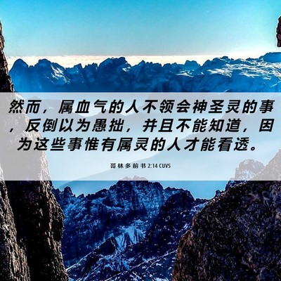 Picture 06 - 哥 林 多 前 书 2:14 CUVS - 然 而 ， 属 血 气 的 人 不 领 会 神 - Bible Verse Picture