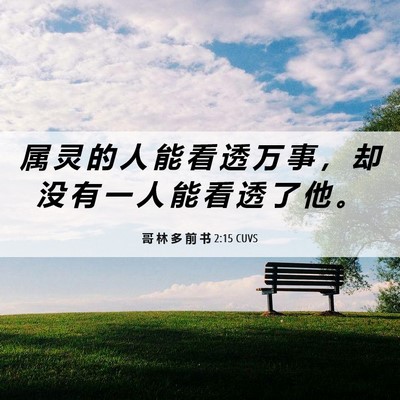 Picture 06 - 哥 林 多 前 书 2:15 CUVS - 属 灵 的 人 能 看 透 万 事 ， 却 没 - Bible Verse Picture