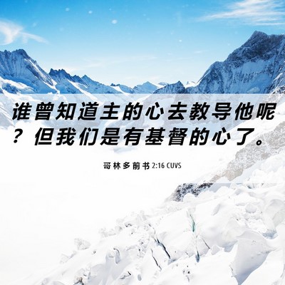 Picture 06 - 哥 林 多 前 书 2:16 CUVS - 谁 曾 知 道 主 的 心 去 教 导 他 呢 - Bible Verse Picture