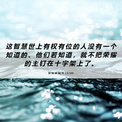 Picture 06 - 哥 林 多 前 书 2:8 CUVS - 这 智 慧 世 上 有 权 有 位 的 人 没 - Bible Verse Picture