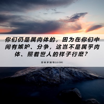 Picture 06 - 哥 林 多 前 书 3:3 CUVS - 你 们 仍 是 属 肉 体 的 ， 因 为 在 - Bible Verse Picture