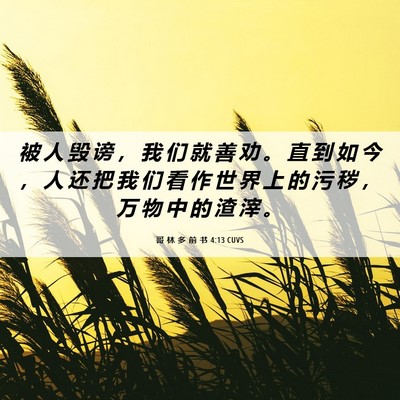 Picture 06 - 哥 林 多 前 书 4:13 CUVS - 被 人 毁 谤 ， 我 们 就 善 劝 。 直 - Bible Verse Picture