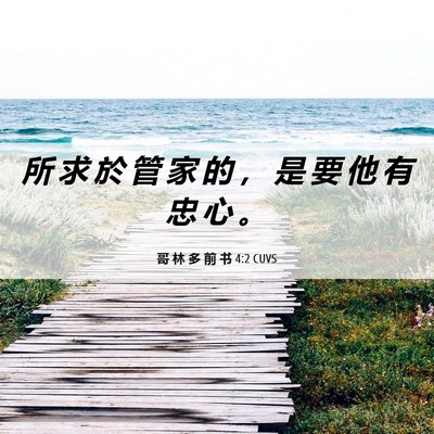 Picture 06 - 哥 林 多 前 书 4:2 CUVS - 所 求 於 管 家 的 ， 是 要 他 有 忠 - Bible Verse Picture
