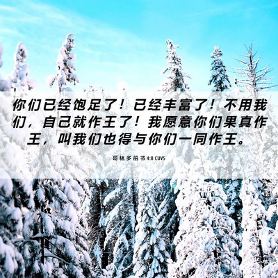 Picture 06 - 哥 林 多 前 书 4:8 CUVS - 你 们 已 经 饱 足 了 ！ 已 经 丰 富 - Bible Verse Picture