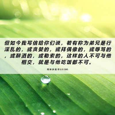 Picture 06 - 哥 林 多 前 书 5:11 CUVS - 但 如 今 我 写 信 给 你 们 说 ， 若 - Bible Verse Picture