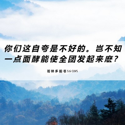 Picture 06 - 哥 林 多 前 书 5:6 CUVS - 你 们 这 自 夸 是 不 好 的 。 岂 不 - Bible Verse Picture