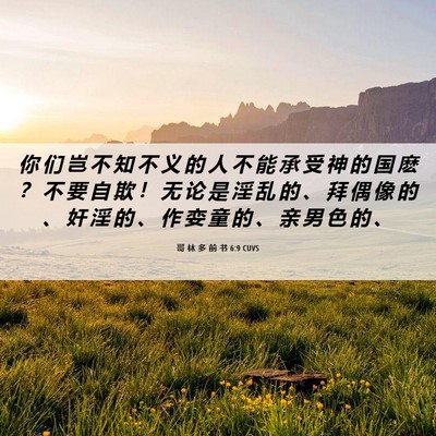 Picture 06 - 哥 林 多 前 书 6:9 CUVS - 你 们 岂 不 知 不 义 的 人 不 能 承 - Bible Verse Picture