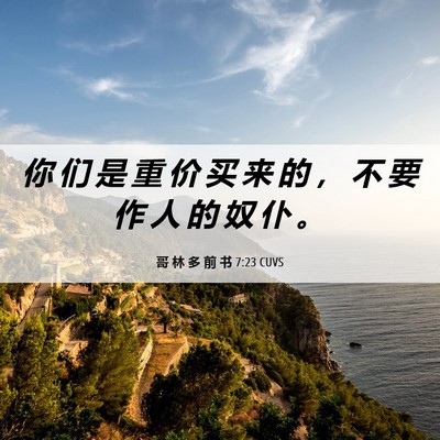 Picture 06 - 哥 林 多 前 书 7:23 CUVS - 你 们 是 重 价 买 来 的 ， 不 要 作 - Bible Verse Picture