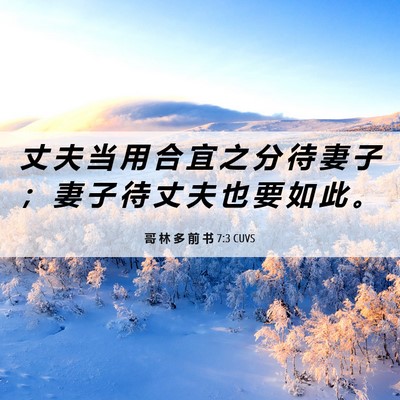 Picture 06 - 哥 林 多 前 书 7:3 CUVS - 丈 夫 当 用 合 宜 之 分 待 妻 子 ； - Bible Verse Picture