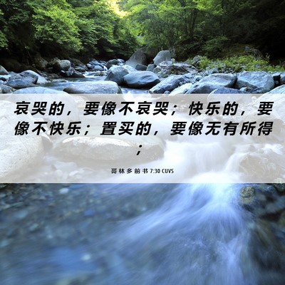 Picture 06 - 哥 林 多 前 书 7:30 CUVS - 哀 哭 的 ， 要 像 不 哀 哭 ； 快 乐 - Bible Verse Picture