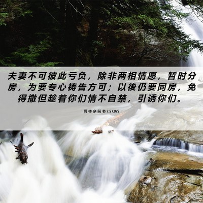 Picture 06 - 哥 林 多 前 书 7:5 CUVS - 夫 妻 不 可 彼 此 亏 负 ， 除 非 两 - Bible Verse Picture