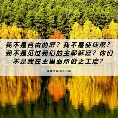 Picture 06 - 哥 林 多 前 书 9:1 CUVS - 我 不 是 自 由 的 麽 ？ 我 不 是 使 - Bible Verse Picture
