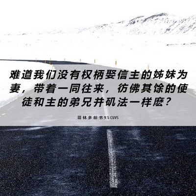 Picture 06 - 哥 林 多 前 书 9:5 CUVS - 难 道 我 们 没 有 权 柄 娶 信 主 的 - Bible Verse Picture