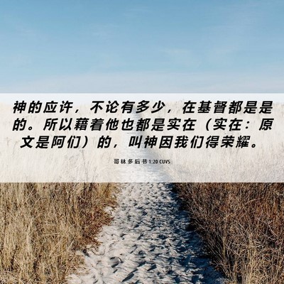 Picture 06 - 哥 林 多 后 书 1:20 CUVS - 神 的 应 许 ， 不 论 有 多 少 ， 在 - Bible Verse Picture