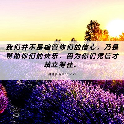 Picture 06 - 哥 林 多 后 书 1:24 CUVS - 我 们 并 不 是 辖 管 你 们 的 信 心 - Bible Verse Picture