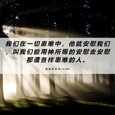 Picture 06 - 哥 林 多 后 书 1:4 CUVS - 我 们 在 一 切 患 难 中 ， 他 就 安 - Bible Verse Picture