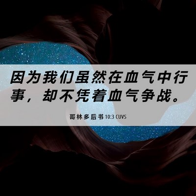 Picture 06 - 哥 林 多 后 书 10:3 CUVS - 因 为 我 们 虽 然 在 血 气 中 行 事 - Bible Verse Picture