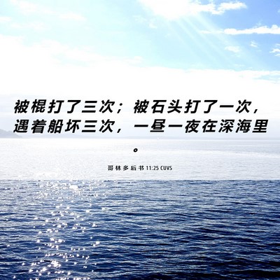 Picture 06 - 哥 林 多 后 书 11:25 CUVS - 被 棍 打 了 三 次 ； 被 石 头 打 了 - Bible Verse Picture