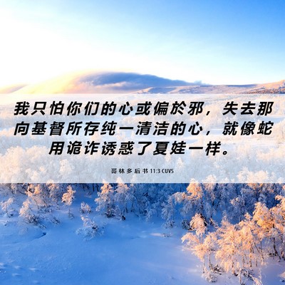 Picture 06 - 哥 林 多 后 书 11:3 CUVS - 我 只 怕 你 们 的 心 或 偏 於 邪 ， - Bible Verse Picture