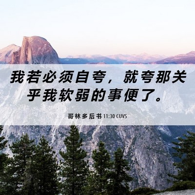 Picture 06 - 哥 林 多 后 书 11:30 CUVS - 我 若 必 须 自 夸 ， 就 夸 那 关 乎 - Bible Verse Picture