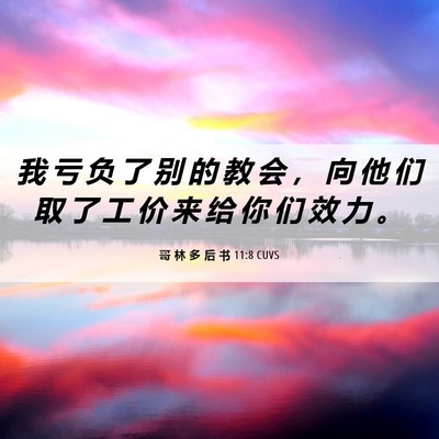 Picture 06 - 哥 林 多 后 书 11:8 CUVS - 我 亏 负 了 别 的 教 会 ， 向 他 们 - Bible Verse Picture