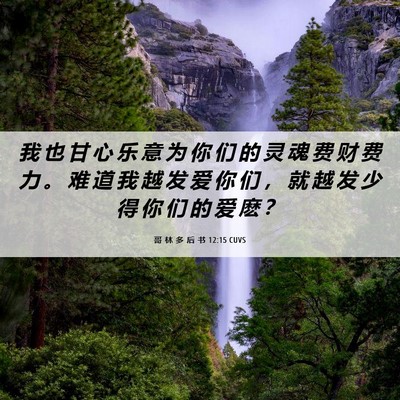 Picture 06 - 哥 林 多 后 书 12:15 CUVS - 我 也 甘 心 乐 意 为 你 们 的 灵 魂 - Bible Verse Picture