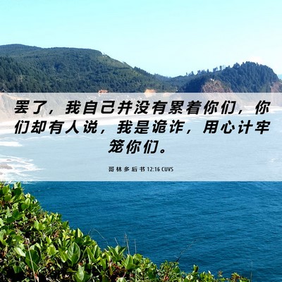 Picture 06 - 哥 林 多 后 书 12:16 CUVS - 罢 了 ， 我 自 己 并 没 有 累 着 你 - Bible Verse Picture