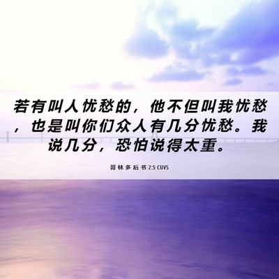 Picture 06 - 哥 林 多 后 书 2:5 CUVS - 若 有 叫 人 忧 愁 的 ， 他 不 但 叫 - Bible Verse Picture
