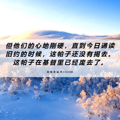 Picture 06 - 哥 林 多 后 书 3:14 CUVS - 但 他 们 的 心 地 刚 硬 ， 直 到 今 - Bible Verse Picture