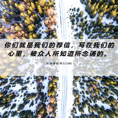 Picture 06 - 哥 林 多 后 书 3:2 CUVS - 你 们 就 是 我 们 的 荐 信 ， 写 在 - Bible Verse Picture