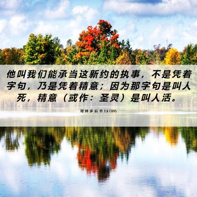 Picture 06 - 哥 林 多 后 书 3:6 CUVS - 他 叫 我 们 能 承 当 这 新 约 的 执 - Bible Verse Picture