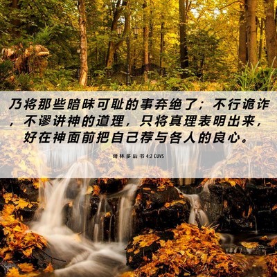 Picture 06 - 哥 林 多 后 书 4:2 CUVS - 乃 将 那 些 暗 昧 可 耻 的 事 弃 绝 - Bible Verse Picture