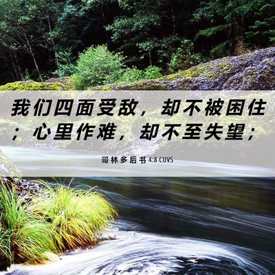 Picture 06 - 哥 林 多 后 书 4:8 CUVS - 我 们 四 面 受 敌 ， 却 不 被 困 住 - Bible Verse Picture