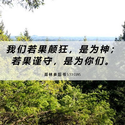 Picture 06 - 哥 林 多 后 书 5:13 CUVS - 我 们 若 果 颠 狂 ， 是 为 神 ； 若 - Bible Verse Picture