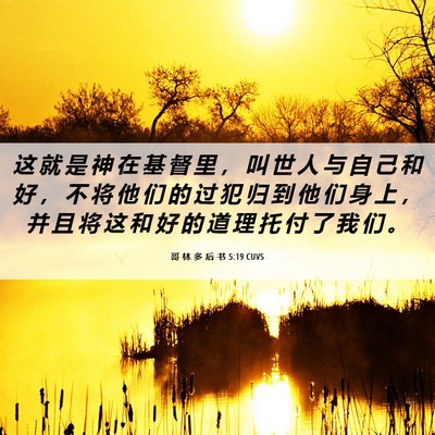 Picture 06 - 哥 林 多 后 书 5:19 CUVS - 这 就 是 神 在 基 督 里 ， 叫 世 人 - Bible Verse Picture