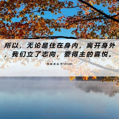 Picture 06 - 哥 林 多 后 书 5:9 CUVS - 所 以 ， 无 论 是 住 在 身 内 ， 离 - Bible Verse Picture