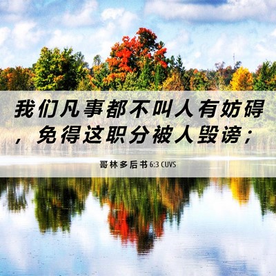 Picture 06 - 哥 林 多 后 书 6:3 CUVS - 我 们 凡 事 都 不 叫 人 有 妨 碍 ， - Bible Verse Picture