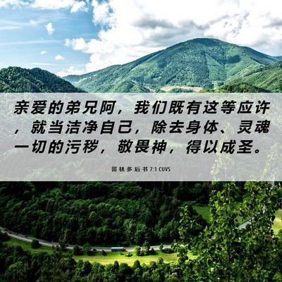 Picture 06 - 哥 林 多 后 书 7:1 CUVS - 亲 爱 的 弟 兄 阿 ， 我 们 既 有 这 - Bible Verse Picture