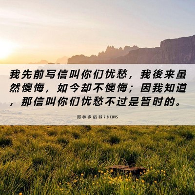 Picture 06 - 哥 林 多 后 书 7:8 CUVS - 我 先 前 写 信 叫 你 们 忧 愁 ， 我 - Bible Verse Picture