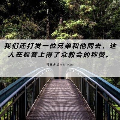 Picture 06 - 哥 林 多 后 书 8:18 CUVS - 我 们 还 打 发 一 位 兄 弟 和 他 同 - Bible Verse Picture