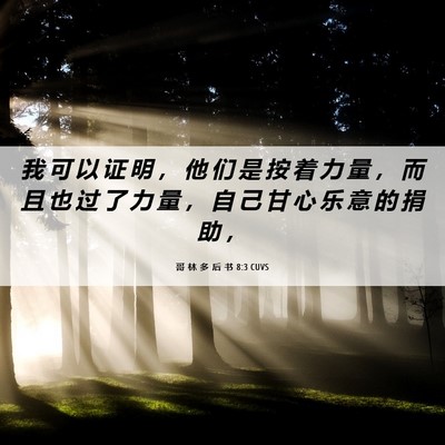 Picture 06 - 哥 林 多 后 书 8:3 CUVS - 我 可 以 证 明 ， 他 们 是 按 着 力 - Bible Verse Picture